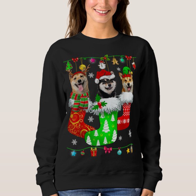 Weihnachtssocken Pajama Shiba Inu Doppy Puppy Love Sweatshirt (Vorderseite)