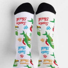 Weihnachtssocken Santa Shark Socken