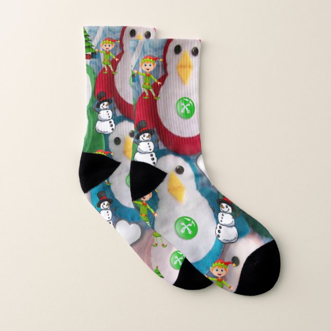 Weihnachtssocken, Snowman Penguin Socken (Paar)