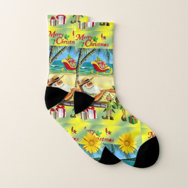 Weihnachtssocken, Sommer Strand Santa Socken (Paar)