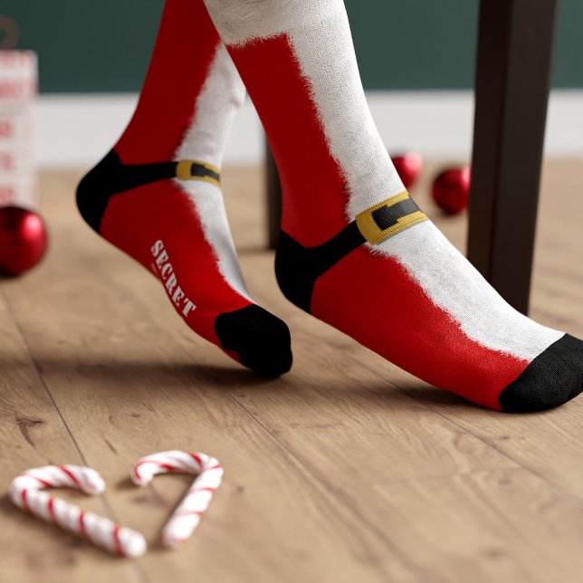 Weihnachtssocken Spaß rot & weiß Geheimnis Weihnac Socken (A fun and festive pair of socks suitable for all Secret Santas.)