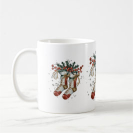Weihnachtssocken und Holly Berry Kaffeetasse