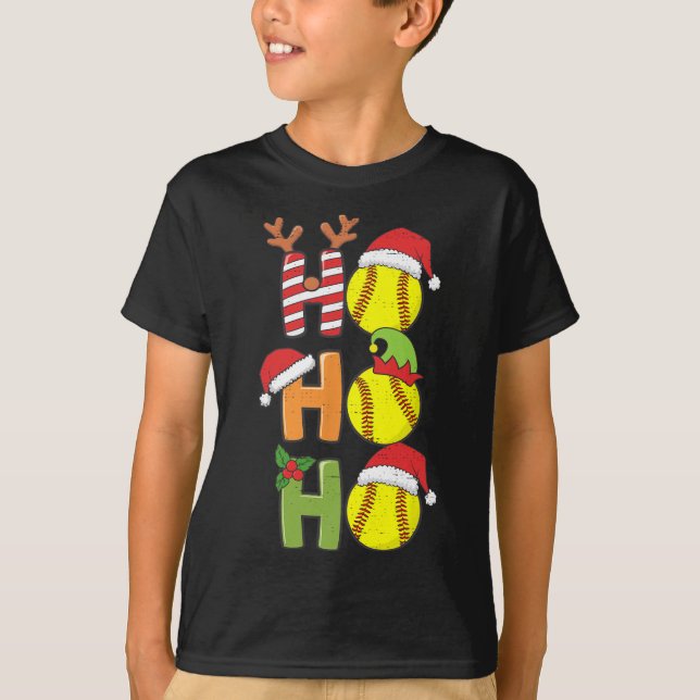 WeihnachtsSoftball Ho Ho Softball Xmas Sport Me T-Shirt (Vorderseite)