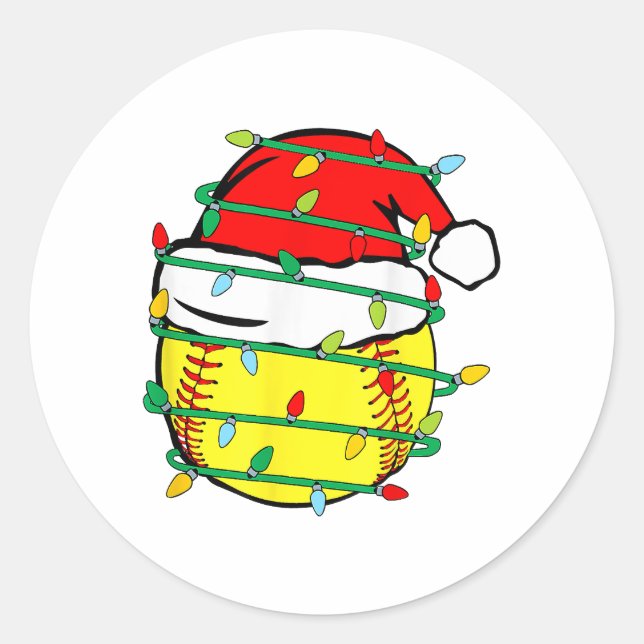 WeihnachtsSoftball Runder Aufkleber (Vorderseite)