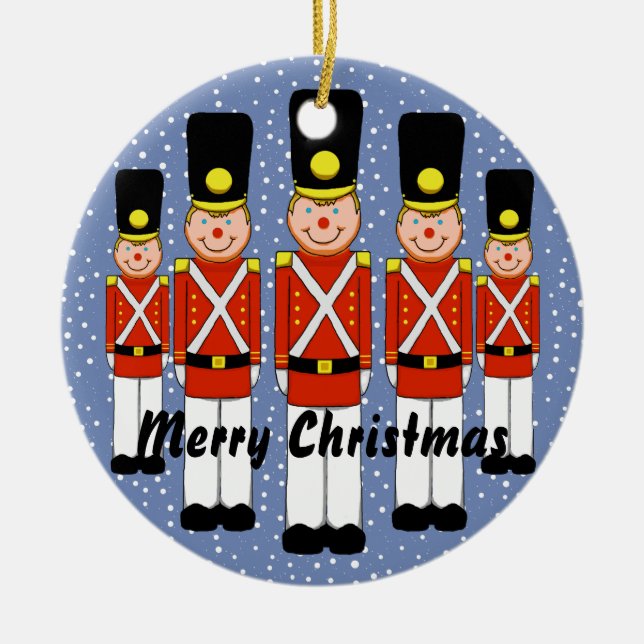 Weihnachtssoldat-Weihnachtsverzierung Keramik Ornament (Vorne)