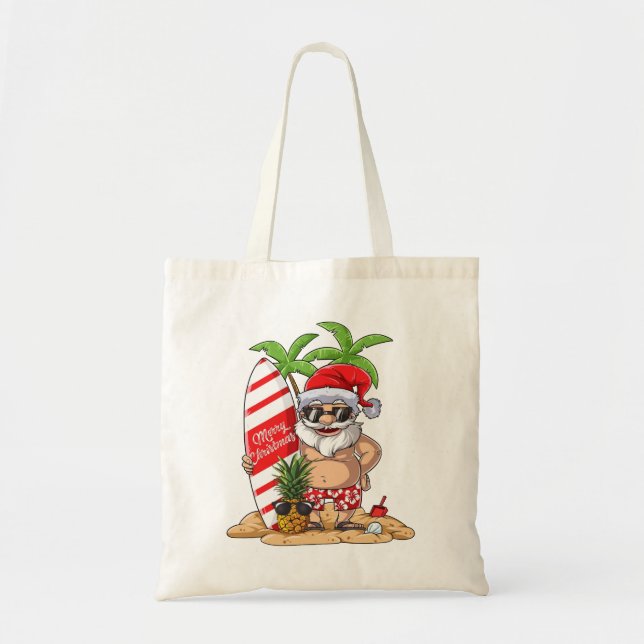 Weihnachtssommer-Brandung Hawai Sankt hawaiische Tragetasche (Vorne)