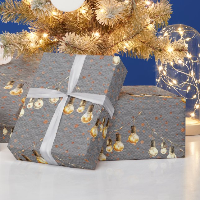 Weihnachtssommer mit Streichelleuchten Goldener Sc Geschenkpapier (Feiertage)