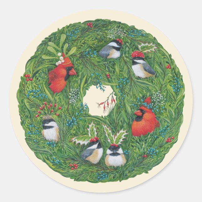 Weihnachtssongvogelkrüge Runder Aufkleber (Vorderseite)