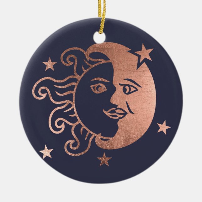 Weihnachtssonne-Liebe-Mondverzierung Keramikornament (Vorne)