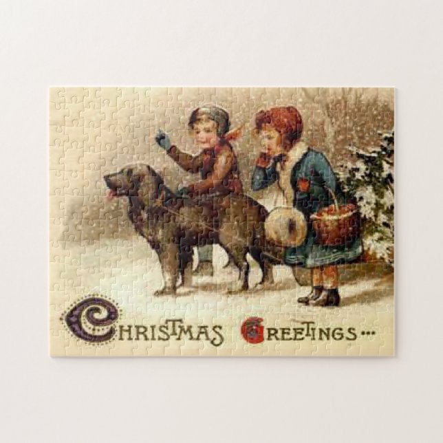 Weihnachtsspaziergang mit dem Hund (Horizontal)