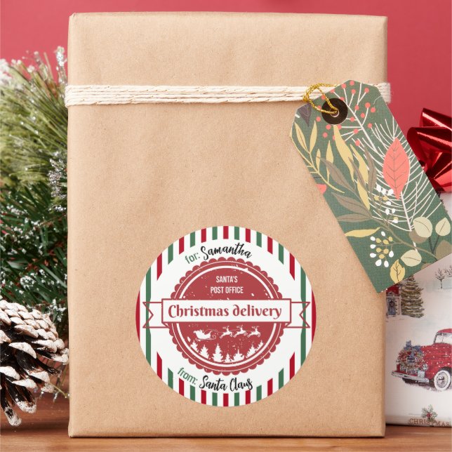 Weihnachtsspeziallieferung vom Weihnachtsmann Runder Aufkleber (Feiertag)