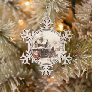 Weihnachtsspeziallieferung vom Weihnachtsmann Schneeflocken Zinn-Ornament