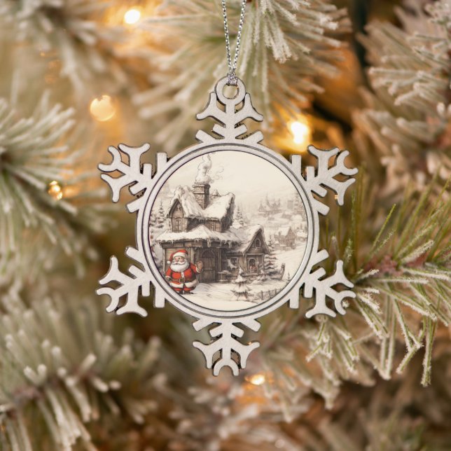 Weihnachtsspeziallieferung vom Weihnachtsmann Schneeflocken Zinn-Ornament (Baum)