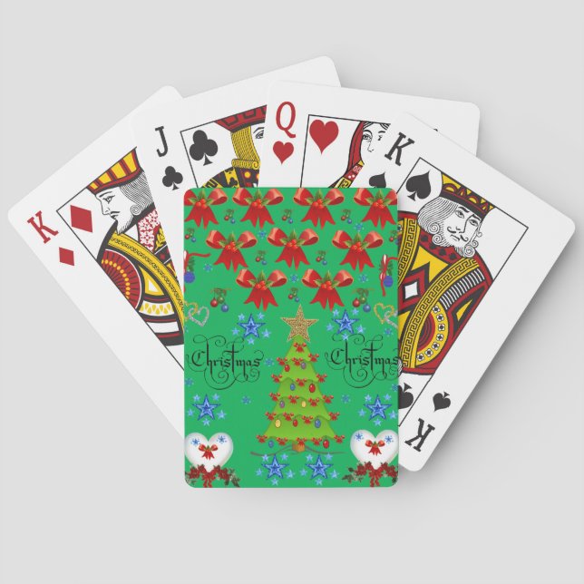 Weihnachtsspielkartendeck dunkgrün spielkarten (Rückseite)