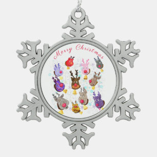 Weihnachtsspielzeug Dei with Bells Schneeflocken Zinn-Ornament
