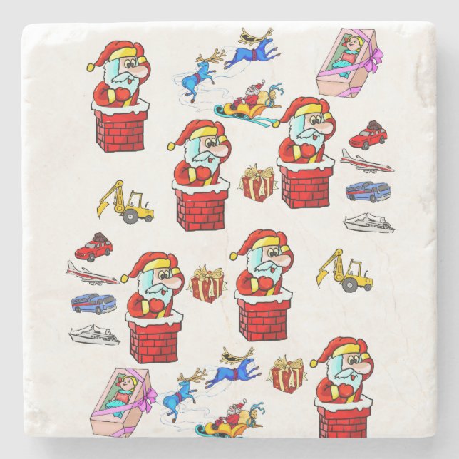 Weihnachtsspielzeug Marmorstein Untersetzer, Santa Steinuntersetzer (Vorderseite)