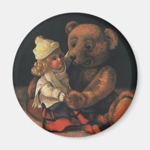 Weihnachtsspielzeug, Puppe und ein Teddybär Magnet