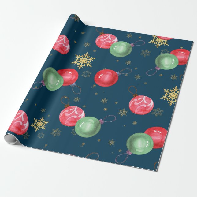Weihnachtsspielzeug Schneeflocken Blaues Umschlagp Geschenkpapier (Ungerollt)