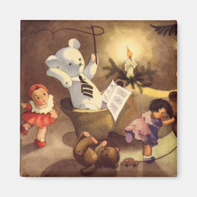 Weihnachtsspielzeug, Tanzpuppen, Teddybären Magnet (Vorne)