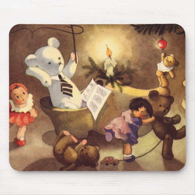 Weihnachtsspielzeug, Tanzpuppen, Teddybären Mousepad (Vorne)