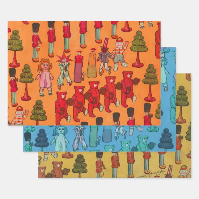 Weihnachtsspielzeug-Vintage Kinder spielen Geschenkpapier Set (Set)
