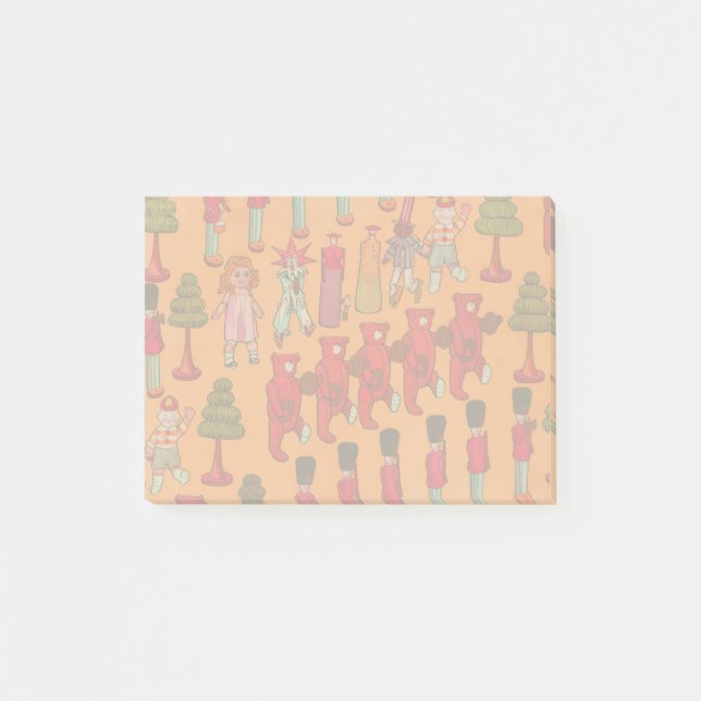 Weihnachtsspielzeug-Vintage Kinder spielen Post-it Klebezettel (Vorderseite)