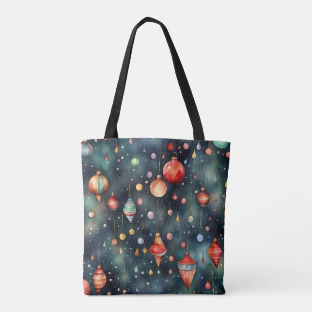 Weihnachtsspielzeug, Weihnachtsdekoration Aquarell Tasche (Rückseite)