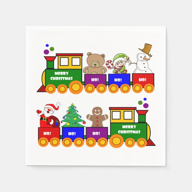 Weihnachtsspielzeugbahn farbenfroh serviette (Vorderseite)