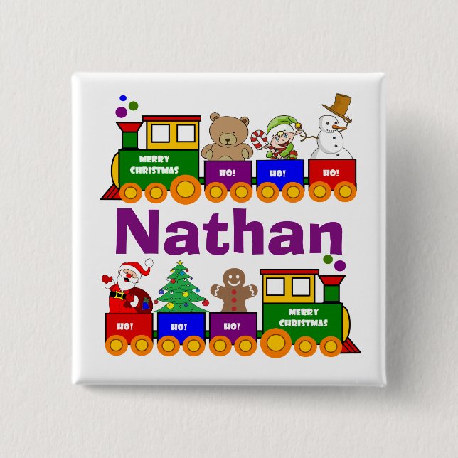 Weihnachtsspielzeugbahn Personalisiert Button (Vorderseite)