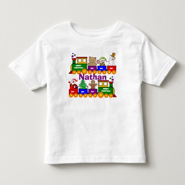 Weihnachtsspielzeugbahn Personalisiert Kleinkind T-shirt (Vorderseite)