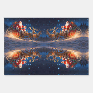 Weihnachtsspielzeuge auf einer Piste mit Rentier Geschenkpapier Set