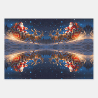 Weihnachtsspielzeuge auf einer Piste mit Rentier Geschenkpapier Set