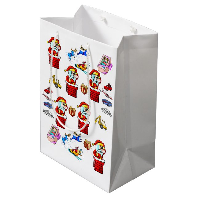 Weihnachtsspielzeuge - Geschenktaschen Mittlere Geschenktüte (Rückseite Schrägansicht)