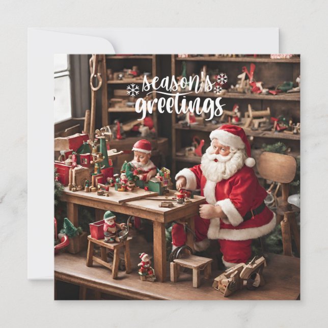 Weihnachtsspielzeugwerkstatt Feiertagskarte (Vorderseite)