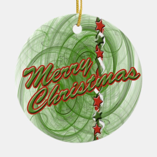 WeihnachtsSpiralen u. -sterne Keramik Ornament (Vorne)