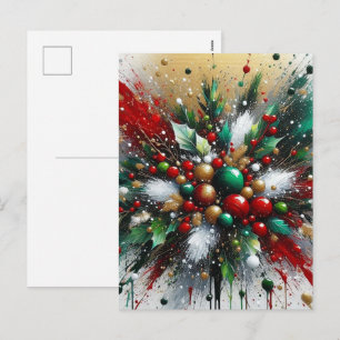 Weihnachtssplatter / Weiße Explosionen Feiertagspostkarte
