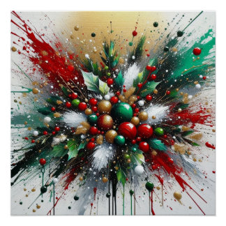 Weihnachtssplatter / Weiße Explosionen Poster