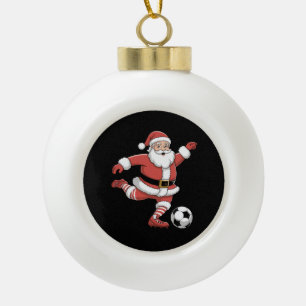 Weihnachtssport in Santa Plays Fußball Keramik Kugel-Ornament