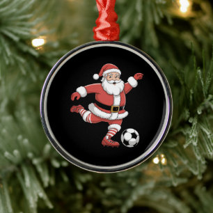 Weihnachtssport in Santa Plays Fußball Ornament Aus Metall