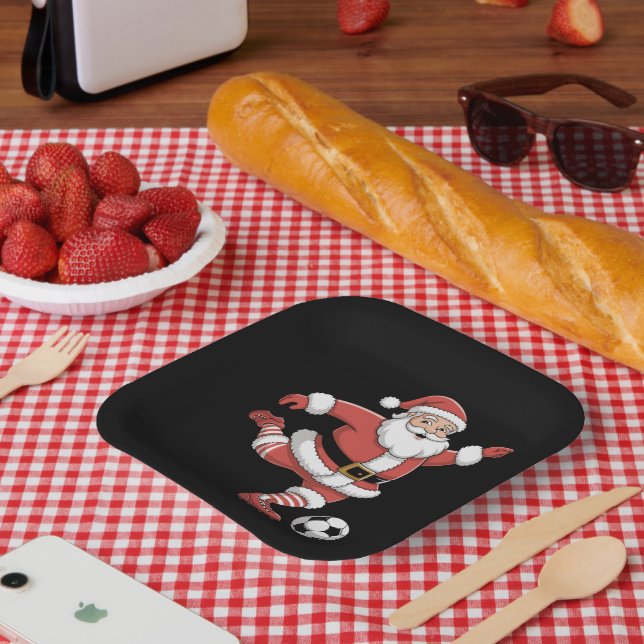 Weihnachtssport in Santa Plays Fußball Pappteller (Picknick)