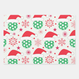 Weihnachtssportball mit Weihnachtsmannmütze Geschenkpapier Set