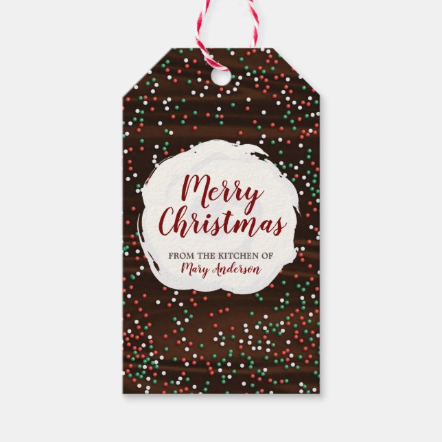 Weihnachtssprinklen Schokolade-Etikett Geschenkanhänger (Vorderseite)