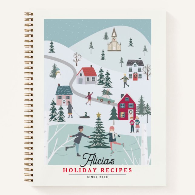 Weihnachtsstadt/Dorf Ferienregion Rezept Notizbuch (Vorderseite)