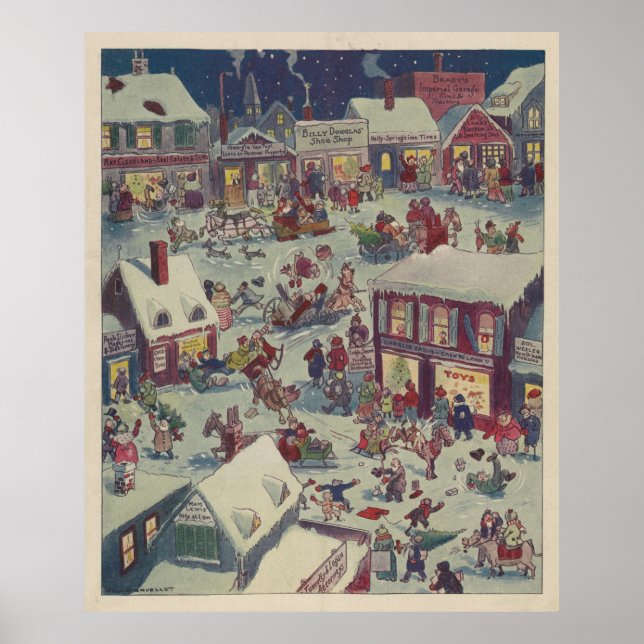 Weihnachtsstadt Illustration des Volkes (1918) Poster (Vorne)