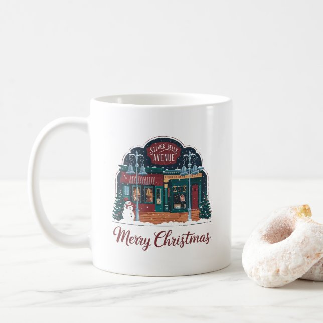 Weihnachtsstadt im 50er kaffeetasse (Mit Donut)