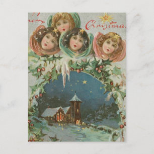 Weihnachtsstadt mit Kindern Feiertagspostkarte