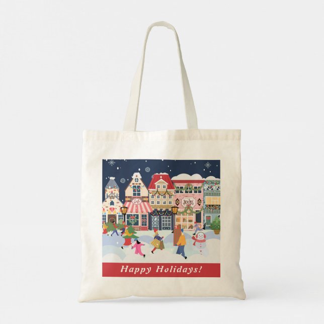 Weihnachtsstadt Whimsy personalisieren Tragetasche (Rückseite)