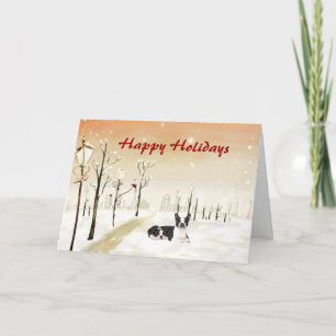 Weihnachtsstädtische Karte Bostons Terrier