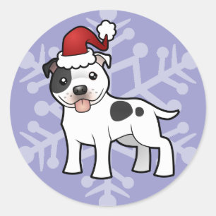 Weihnachtsstaffordshire-Bullterrier Runder Aufkleber