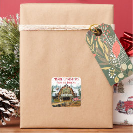 Weihnachtsstall Weihnachtsmarkt-Sticker Quadratischer Aufkleber